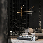 Люстра с 8-ю пересекающимися цилиндрическими плафонами на тонких тросах Trumpet tube варинант исполнения - 8 | Loft Concept в Тюмени