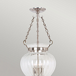 Подвесной светильник цвета никель с прозрачным ребристым стеклянным плафоном в классическом стиле Elstead Lighting варинант исполнения - 3 | Loft Concept в Тюмени