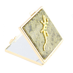 Зеркало двухстороннее квадратное из натурального камня Змеевик с декоративной вставкой в виде ящерицы Gold Stone Mirrors варинант исполнения - 1 | Loft Concept в Тюмени