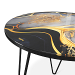 Стол журнальный с круглой столешницей из стекла Gold and Black Marble варинант исполнения - 3 | Loft Concept в Тюмени