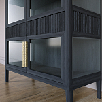 Витрина Primo со стеклянными фасадами и 2 ящиками Черный дуб варинант исполнения - 4 | Loft Concept в Тюмени