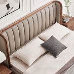 Кровать двуспальная с мягким изголовьем Moon Walnut Bed варинант исполнения - 5 | Loft Concept в Тюмени