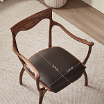 Стул деревянный с мягким сиденьем из коричневой натуральной кожи Moon Walnut Furniture варинант исполнения - 10 | Loft Concept в Тюмени