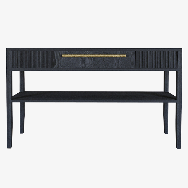 Дизайнерская Консоль с полкой и ящиком Primo Черный дуб Черный Золотой в Тюмени | Loft Concept 
