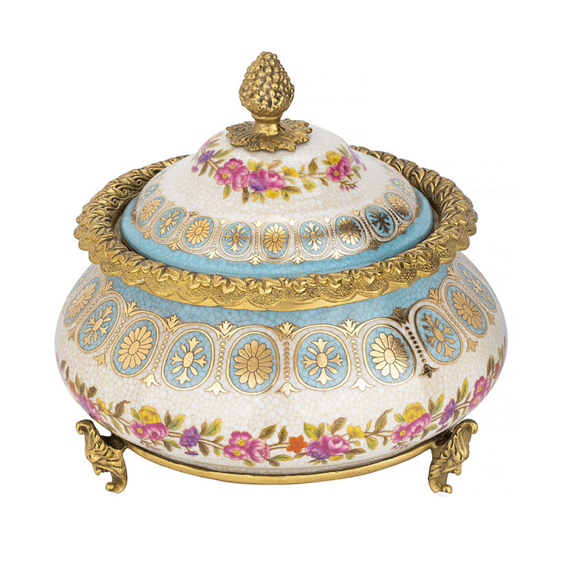 Шкатулка фарфоровая с цветочной росписью Eden Garden Бронза Мульти в Тюмени | Loft Concept 