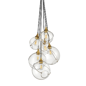 Подвесной светильник с шестью прозрачными стеклянными шарообразными плафонами Hinkley