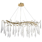 Линейная люстра с хрустальными подвесками в виде капель Droplet Crystal Gold Linear Chandelier 12 варинант исполнения - 1 | Loft Concept в Тюмени