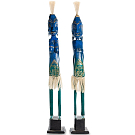 Комплект из 2-х деревянных статуэток Asmat Statuettes Blue Green варинант исполнения - 1 | Loft Concept в Тюмени