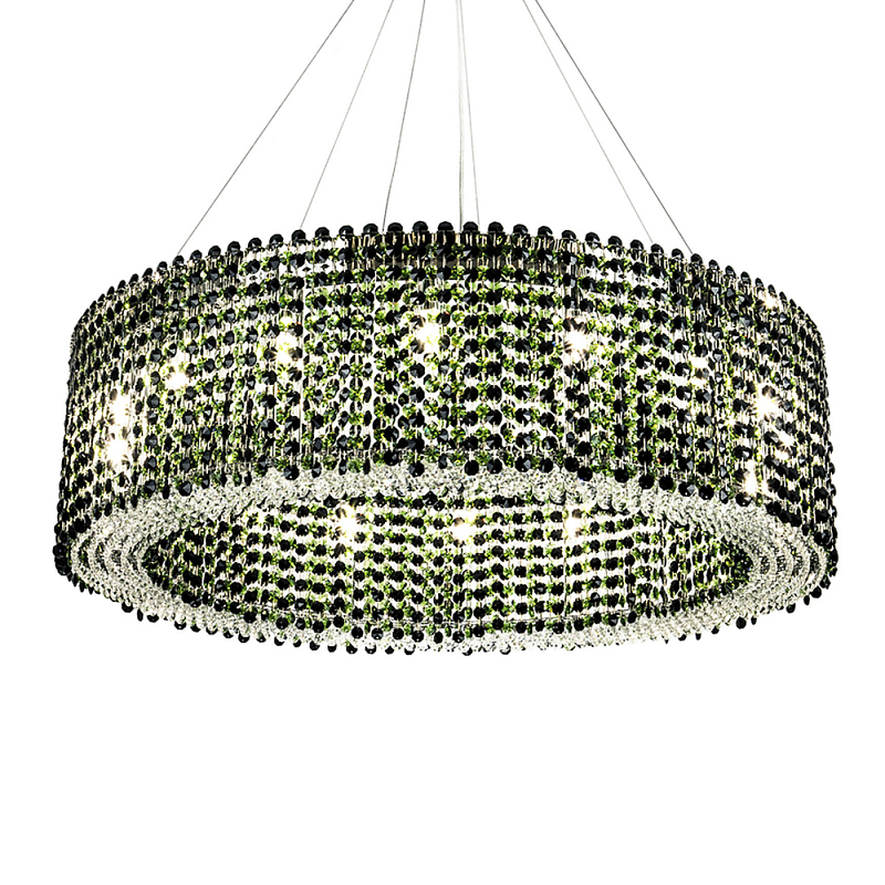 Круглая люстра с хрустальными подвесками Crystal Art Chrome Green Chandelier 12 Хром Зеленый Черный в Тюмени | Loft Concept 