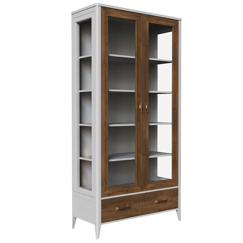 Витрина из массива бука двухдверная Tasteful Furniture Слоновая кость Дуб темный Прозрачное Стекло Витрина из массива бука двухдверная Tasteful Furniture Слоновая кость Дуб темный Прозрачное Стекло в Тюмени | Loft Concept