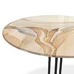 Стол журнальный круглый с бежевой столешницей из стекла Beige Marble варинант исполнения - 3 | Loft Concept в Тюмени