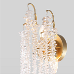 Бра с хрустальными прозрачными подвесками и круглым основанием золотого цвета FAIRYTREE Light варинант исполнения - 3 | Loft Concept в Тюмени