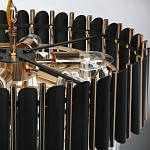 Люстра из черного металла с многоярусными подвесками из прозрачного хрусталя на золотой цепи Empire Black Chandelier Crystal варинант исполнения - 11 | Loft Concept в Тюмени