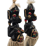 Комплект из 2-х деревянных статуэток Asmat Straw Headdress Statuettes Multicolor варинант исполнения - 5 | Loft Concept в Тюмени