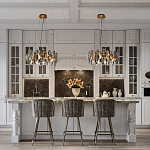 Люстра подвесная круглая с овальными подвесками из стекла дымчатого цвета Harlow Crystal Round варинант исполнения - 6 | Loft Concept в Тюмени