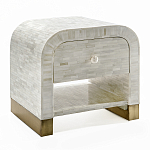 Тумбочка прикроватная с ящиком Tofino White Bone Inlay  Bedside Cabinet   варинант исполнения - 3 | Loft Concept в Тюмени