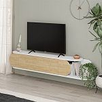 ТВ-тумба подвесная белая с полкой и откидной дверцей цвета древесины TONE TV STAND WHITE варинант исполнения - 2 | Loft Concept в Тюмени