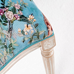 Стул из массива бука бирюзовый с изображением птиц и цветов Turquoise Beige Chinoiserie Birds Garden Chair варинант исполнения - 4 | Loft Concept в Тюмени