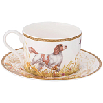Чайная пара из фарфора с изображением собаки и зайцев 300 мл Hunting Porcelain Collection 2 варинант исполнения - 1 | Loft Concept в Тюмени