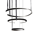 Люстра подвесная с 3-мя кольцами из кожаных ремней черного цвета Half Ring Horizontal  варинант исполнения - 1 | Loft Concept в Тюмени