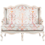 Двухместный диван из массива бука серый с растительным орнаментом Raffael Blue Grey Sofa варинант исполнения - 1 | Loft Concept в Тюмени