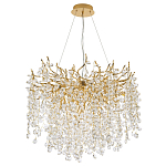 Люстра с хрустальными подвесками на металлических ветках Fairytree Light Gold Chandelier 14 варинант исполнения - 2 | Loft Concept в Тюмени
