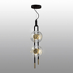 Подвесной светильник с 2-мя прозрачными стеклянными плафонами и золотистыми центральными вставками Virelia  варинант исполнения - 4 | Loft Concept в Тюмени