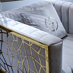 Кресло велюровое серое с фактурным каркасом золотистого цвета Best Traits варинант исполнения - 3 | Loft Concept в Тюмени