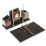 Настольный письменный набор из лемезита и змеевика с часами Royal Accessory варинант исполнения - 2 | Loft Concept в Тюмени