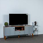 ТВ-тумба серая из массива бука с 2-мя дверками и ящиком Wenge Light варинант исполнения - 7 | Loft Concept в Тюмени