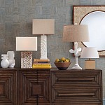 Настольная лампа с белым каркасом и тканевым абажуром Natural Stems варинант исполнения - 4 | Loft Concept в Тюмени