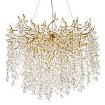 Люстра с хрустальными подвесками на металлических ветках Fairytree Light Gold Chandelier 14 варинант исполнения - 1 | Loft Concept в Тюмени