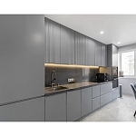 Прямой серый кухонный гарнитур с фрезерованным фасадом Idelle Kitchen Set варинант исполнения - 3 | Loft Concept в Тюмени