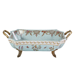 Блюдо прямоугольное из голубого фарфора с ручками и рисунком птиц и цветов Blue Garden варинант исполнения - 1 | Loft Concept в Тюмени