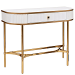 Консоль с ящиком белая с золотом Textured White Console with Gold варинант исполнения - 1 | Loft Concept в Тюмени