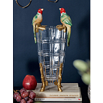Ваза из прозрачного стекла с бронзовыми ножками и фигурками попугаев Eden Garden porcelain and bronze варинант исполнения - 1 | Loft Concept в Тюмени