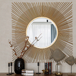 Зеркало-солнце круглое с золотыми лучам Sunrise варинант исполнения - 2 | Loft Concept в Тюмени