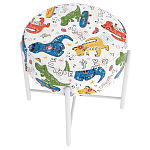Пуф детский круглый с принтом на 4-х белых ножках Dinosaurs CHILDHOOD варинант исполнения - 3 | Loft Concept в Тюмени