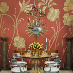 Обои с вышивкой ручной работы Deco Flowers Original colourway on wool sateen варинант исполнения - 1 | Loft Concept в Тюмени