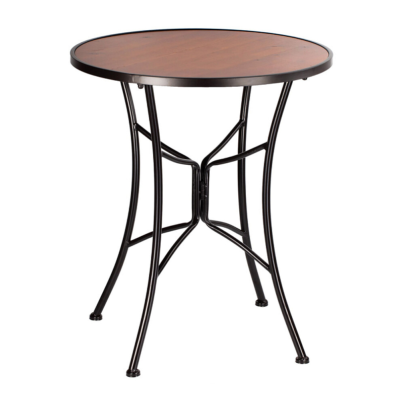 Столик приставной с круглой столешницей на металлическом черном основании Scenical Table Черный Коричневый в Тюмени | Loft Concept 