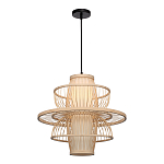 Подвесной светильник фигурный из деревянных прутьев с плафоном из натуральной ткани Light Inside the Cell варинант исполнения - 4 | Loft Concept в Тюмени