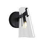 Бра конусообразной формы из прозрачного акрила и черной стали Glass Cylinder Black варинант исполнения - 1 | Loft Concept в Тюмени