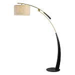 Торшер с изогнутой черной металлической ножкой и цилиндрическим абажуром из ткани Arched Metal Base  варинант исполнения - 1 | Loft Concept в Тюмени