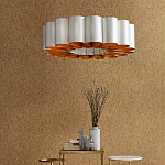 Люстра круглая фактурная в сочетании белого и золотого цвета Wide Stripes of Ribbon варинант исполнения - 5 | Loft Concept в Тюмени