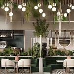 Люстра на штанге с 4-мя белыми шарообразными плафонами Bubble Chandelier варинант исполнения - 4 | Loft Concept в Тюмени