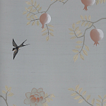 Обои ручная роспись Summer Night Blossom Colourway SC-122 on Wood Ash slub silk варинант исполнения - 1 | Loft Concept в Тюмени