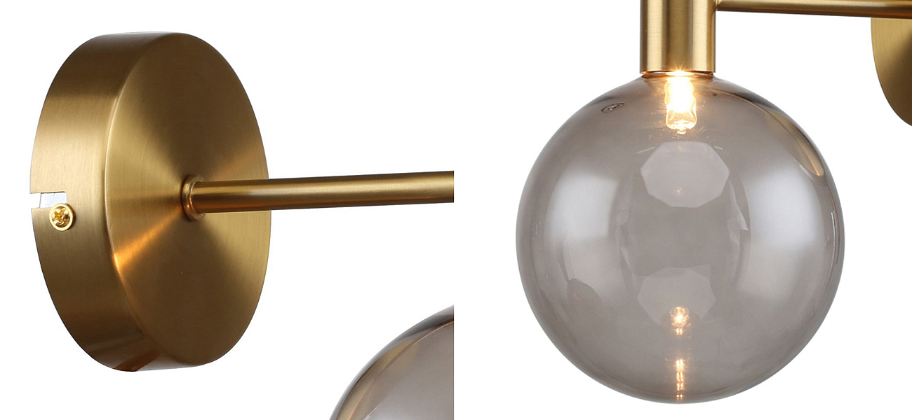 Бра с выдувным плафоном коньячного цвета Carmella Globe Brass Бра с выдувным плафоном коньячного цвета Carmella Globe Brass - Loft-Concept в Тюмени
