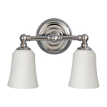 Бра для ванных комнат с 2-мя белыми плафонами в форме колокола на круглом основании цвета хром Feiss варинант исполнения - 1 | Loft Concept в Тюмени