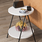 Стол приставной с 2-мя круглыми белыми столешницами ESSEL SIDE TABLE WHITE варинант исполнения - 9 | Loft Concept в Тюмени