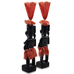 Комплект из 2-х деревянных статуэток Asmat Red Straw Headdress Statuettes варинант исполнения - 2 | Loft Concept в Тюмени